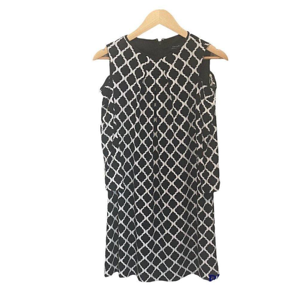 TAHARI Arthur S Levine Dress Size 2 Women Black Geometric Cold Shoulder Shift